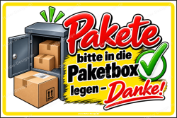 Hinweisschild Pakete bitte in die Paketbox legen –...
