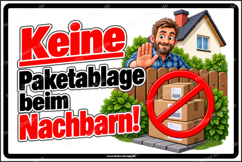 Hinweisschild Keine Paketablage beim Nachbarn!