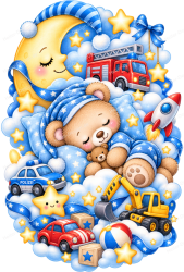 Wandtattoo Teddybär miat Feuerwehr Polizei Bagger...