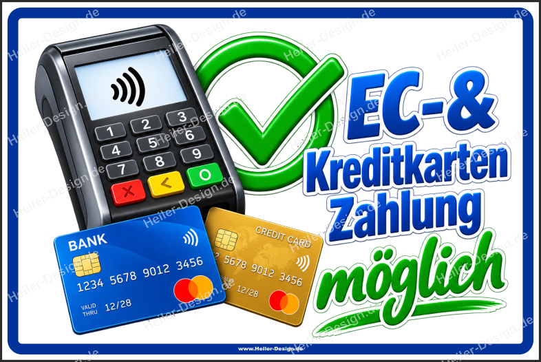 Hinweisschild EC- & Kreditkartenzahlung möglich