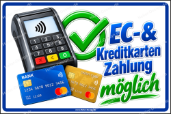 Hinweisschild EC- & Kreditkartenzahlung möglich