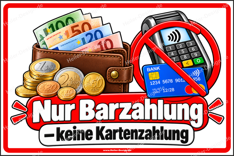 Hinweisschild Nur Barzahlung – keine Kartenzahlung