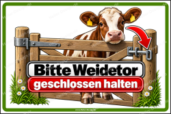 Hinweisschild Bitte Weidetor geschlossen halten