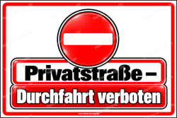 Verbotsschild Privatstraße – Durchfahrt verboten