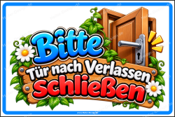 Hinweisschild Bitte Tür nach Verlassen schließen