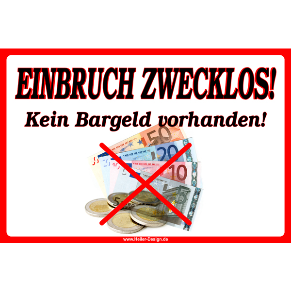 Aufkleber Hinweis Schild Einbruch zwecklos Kasse wird täglich geleert 03572 NEU
