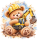Wandtattoo Teddybär Bauarbeiter mit Bagger und Bauhelm im Aquarellstil