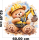 Wandtattoo Teddybär Bauarbeiter mit Bagger und Bauhelm im Aquarellstil