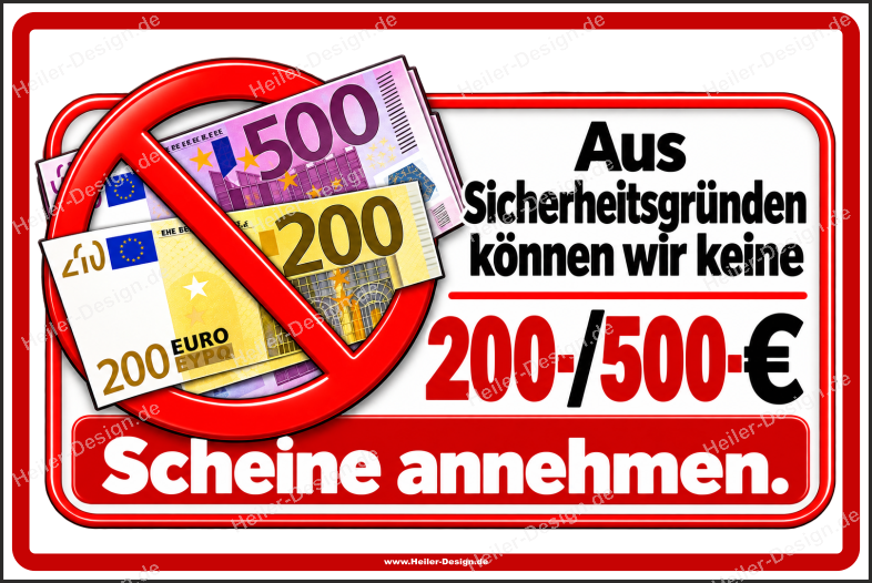 Notice Sign For Security Reasons, We Cannot Accept €200 or €500 Banknotes. - 4