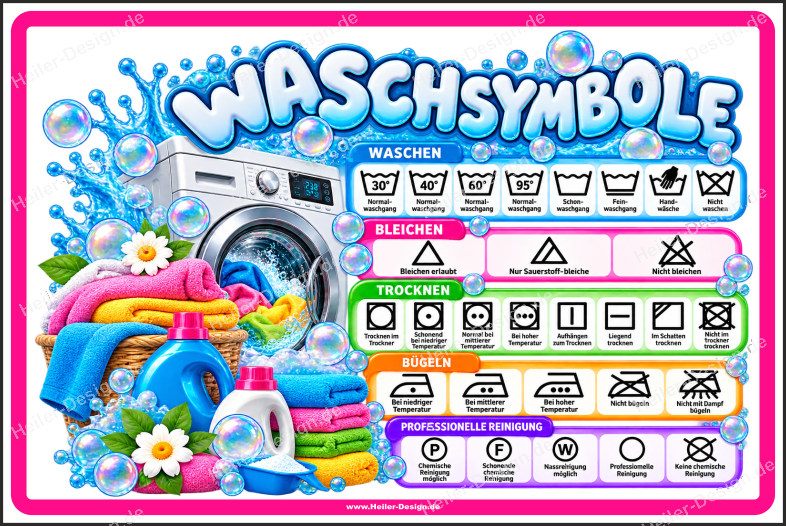 Textilpflegesymbol Pflegesymbol Waschsymbole Piktogramme zur Kennzeichnung von Textilien - 4