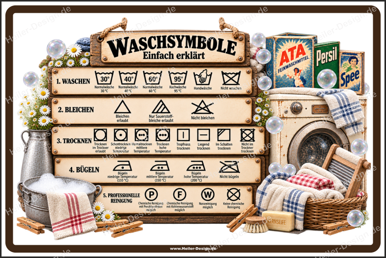 Textilpflegesymbol Pflegesymbol Waschsymbole Piktogramme zur Kennzeichnung von Textilien - 6