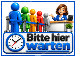 Hinweisschild Bitte hier warten