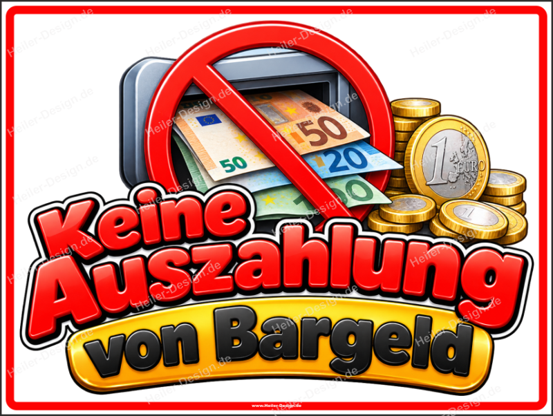 Hinweisschild Keine Auszahlung von Bargeld