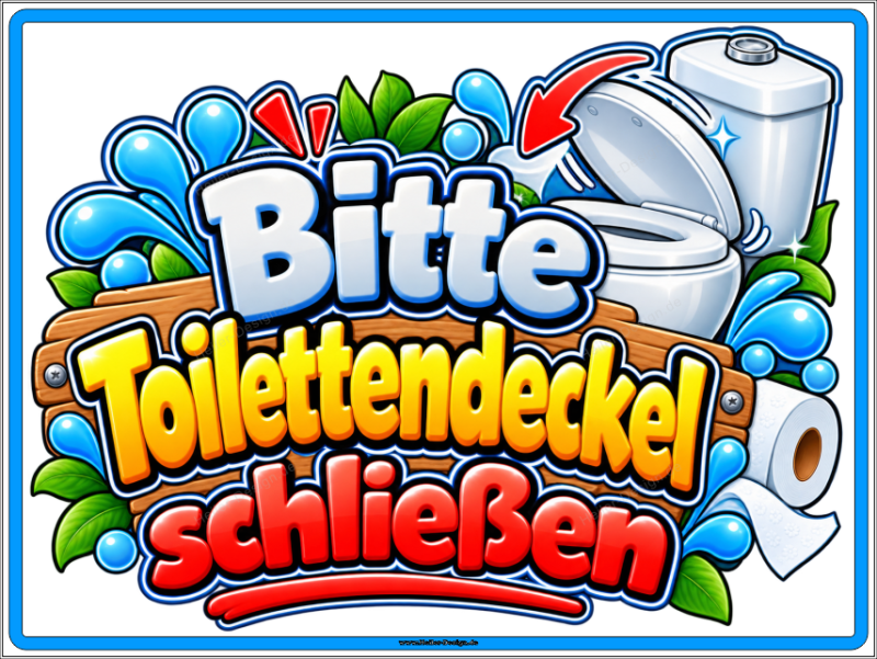 Hinweisschild Bitte Toilettendeckel schließen