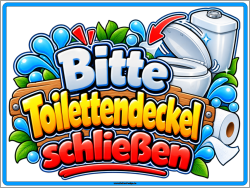 Hinweisschild Bitte Toilettendeckel schließen