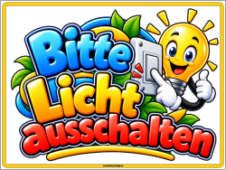 Hinweisschild Bitte Licht ausschalten