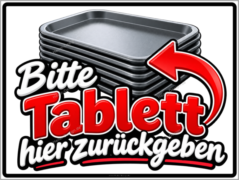 Rückgabeschild Bitte Tablett hier zurückgeben
