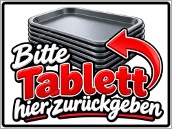 Rückgabeschild Bitte Tablett hier zurückgeben