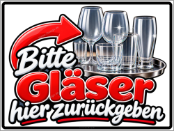 Rückgabeschild Bitte Gläser hier zurückgeben