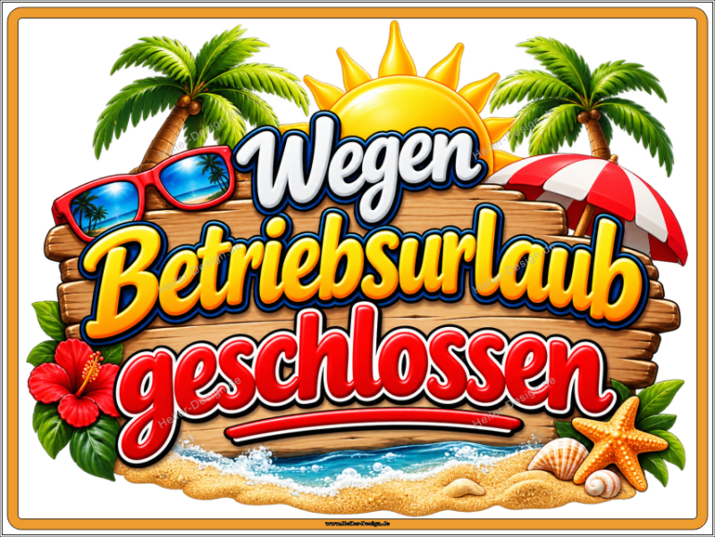 Hinweisschild Wegen Betriebsurlaub geschlossen