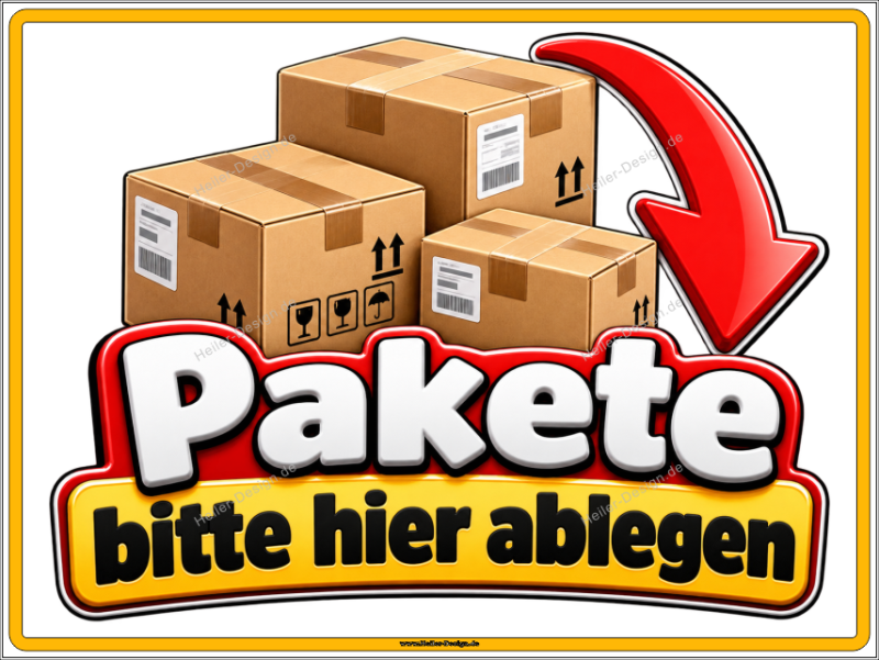 Hinweisschild Pakete bitte hier ablegen