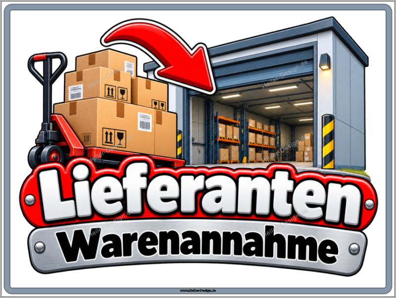 Hinweisschild Lieferanten – Warenannahme