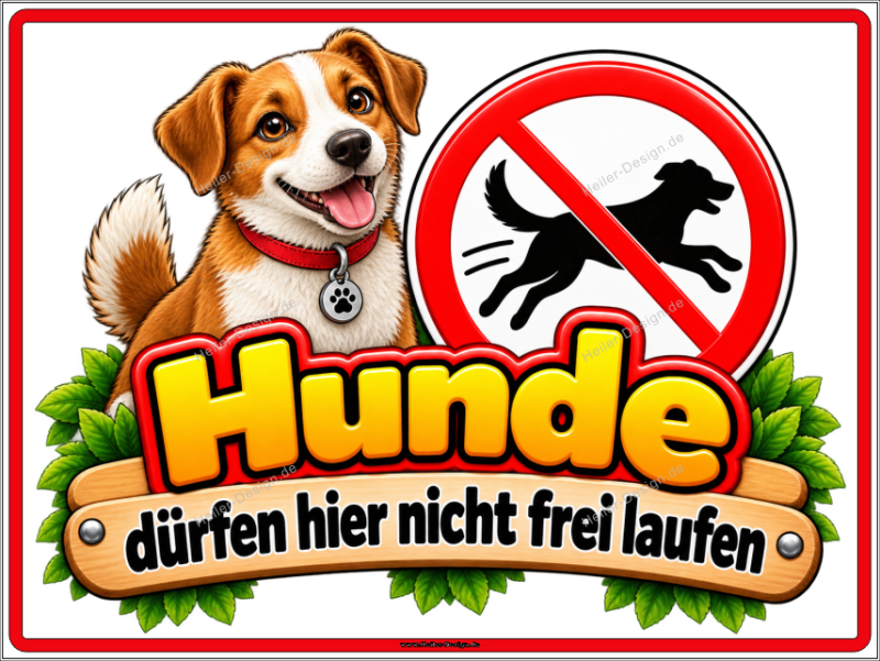 Verbotsschild Hunde dürfen hier nicht frei laufen