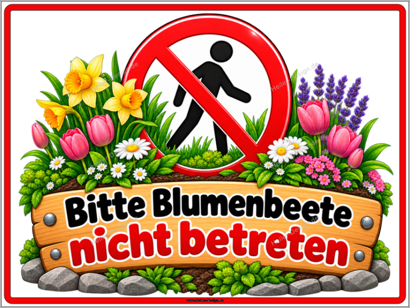 Prohibition Sign Please Keep Off the Flower Beds