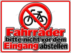 Verbotsschild Fahrräder bitte nicht vor dem Eingang...
