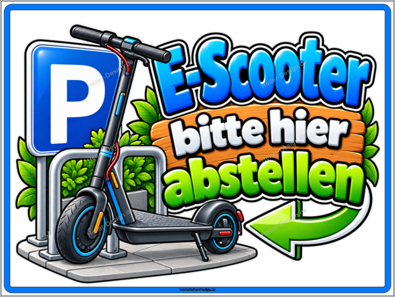 Hinweisschild E-Scooter bitte hier abstellen