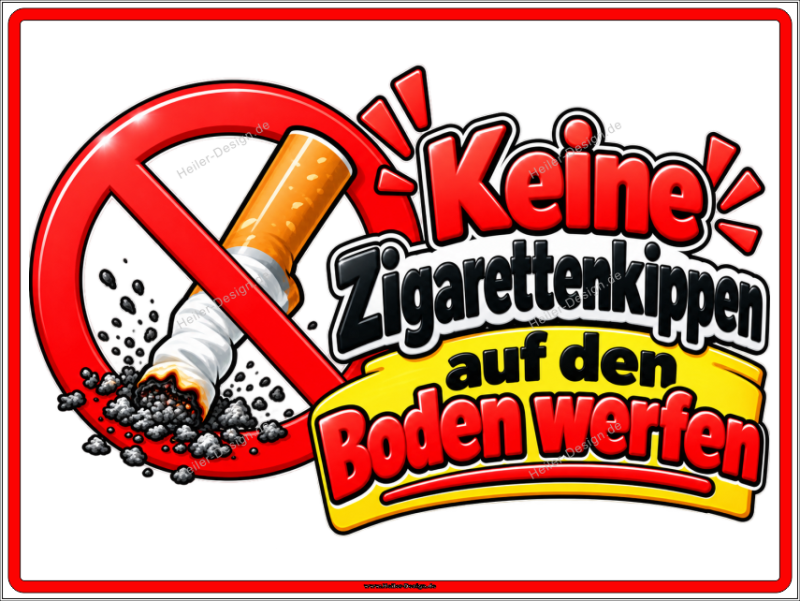 Verbotsschild Keine Zigarettenkippen auf den Boden werfen