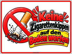 Verbotsschild Keine Zigarettenkippen auf den Boden werfen