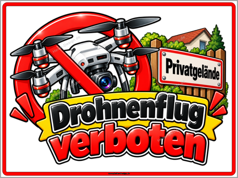 Verbotsschild Privatgelände – Drohnenflug verboten