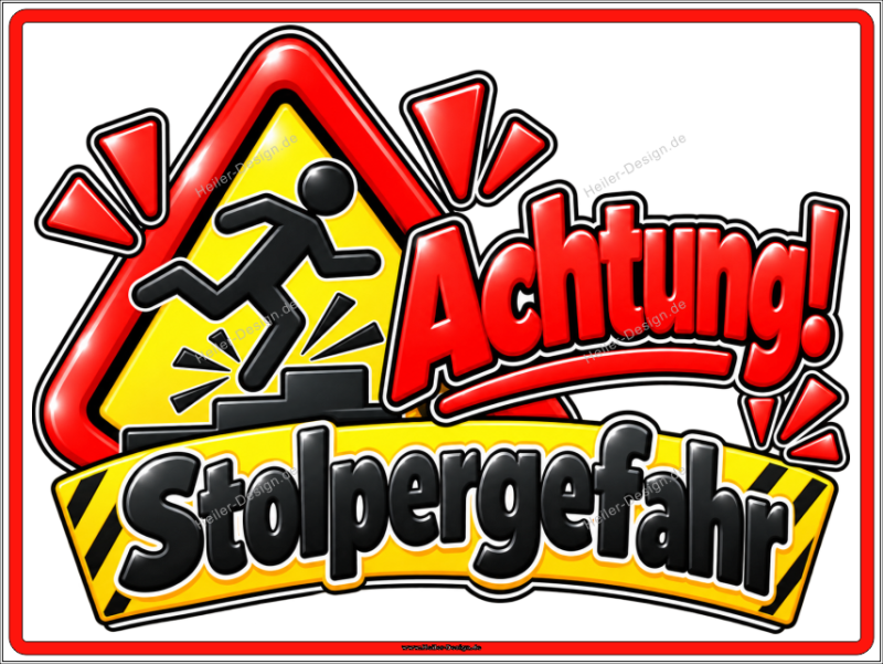 Warnschild Achtung! Stolpergefahr