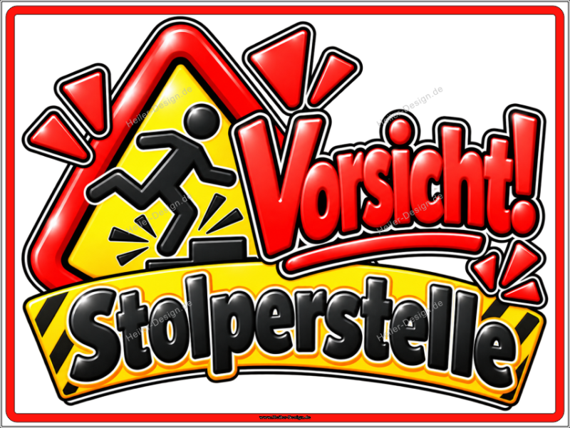 Warnschild Vorsicht! Stolperstelle
