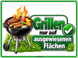 Hinweisschild Grillen nur auf ausgewiesenen Flächen