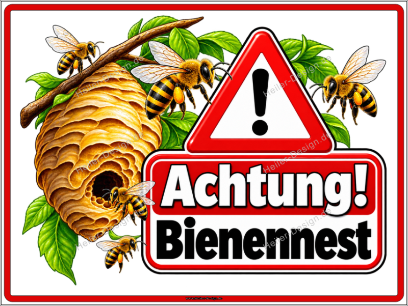 Warnschild Achtung! Bienennest