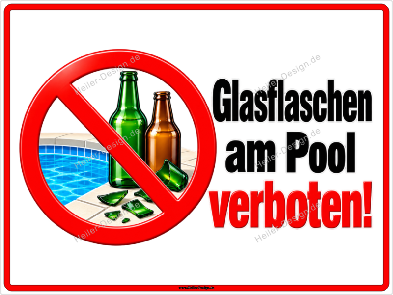 Prohibition Sign No Glass Bottles at the Pool