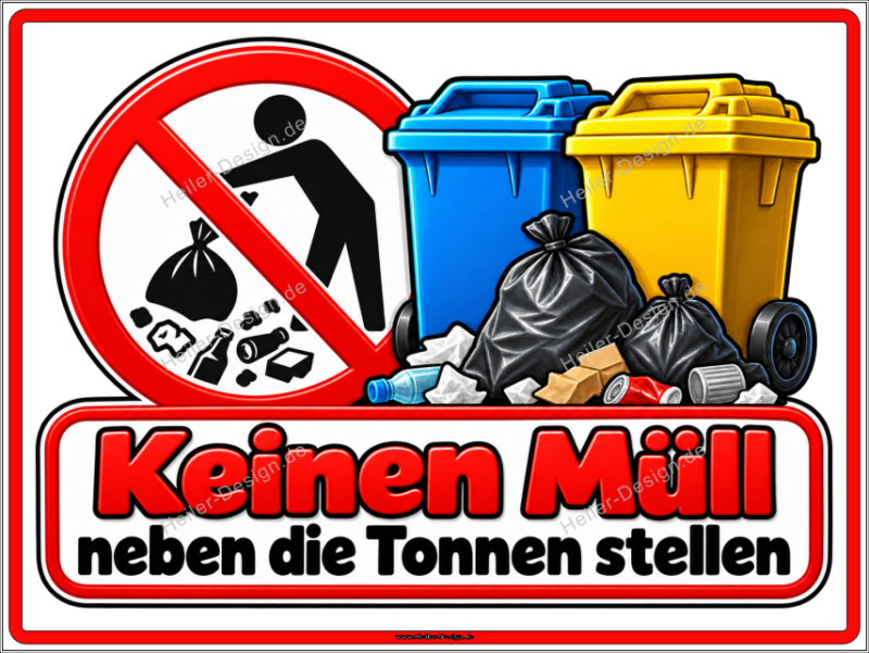 Prohibition Sign Do Not Leave Waste Next to the Bins