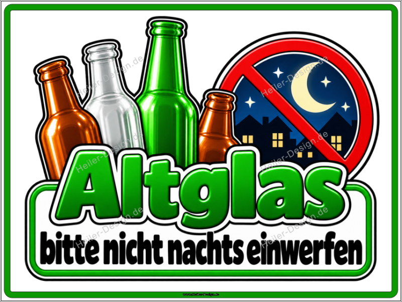 Information Sign Please Do Not Use Glass Recycling at Night