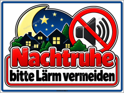 Hinweisschild Nachtruhe – bitte Lärm vermeiden