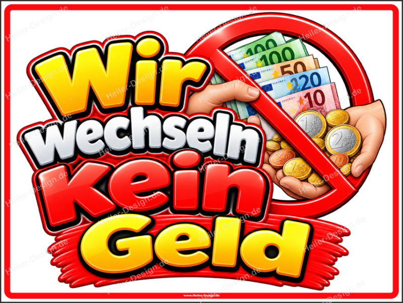 Hinweisschild Wir wechseln kein Geld - 2