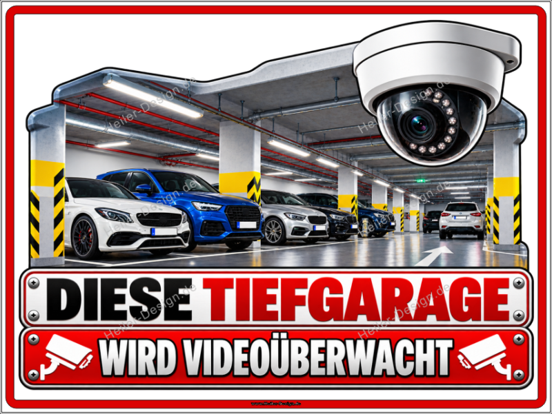 Hinweisschild Diese Tiefgarage wird videoüberwacht