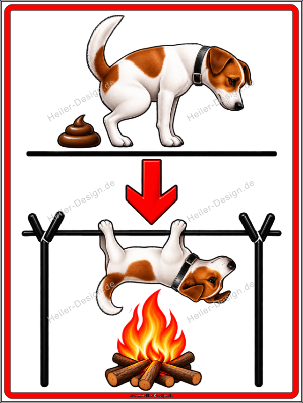 Hinweisschild Hundekot verboten, sonst Hot Dog - 1