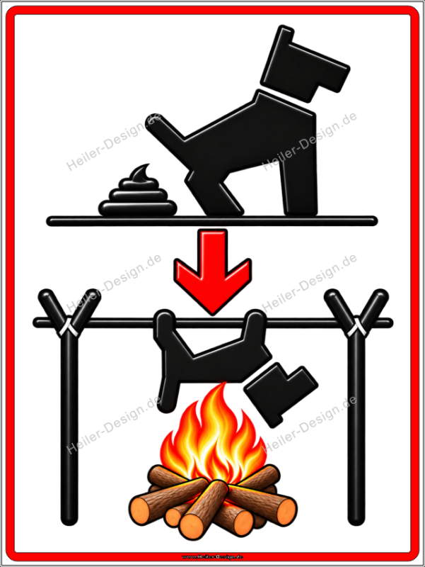 Hinweisschild Hundekot verboten, sonst Hot Dog - 2