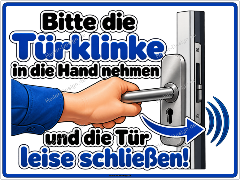 Hinweisschild Bitte die Türklinke in die Hand nehmen und die Tür leise schließen! - 5
