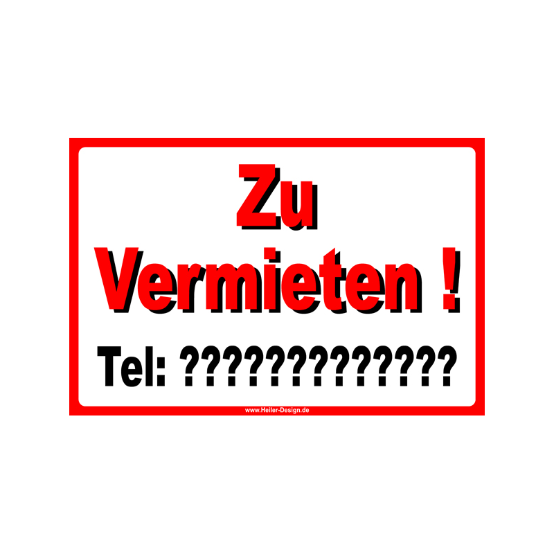 Hinweisschild Zu vermieten Telefonnummer