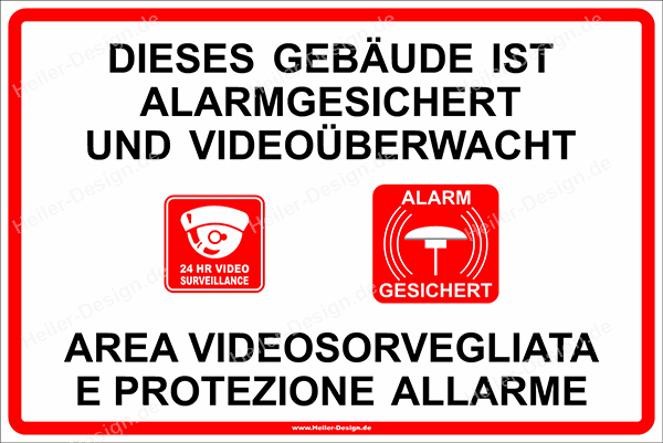 Alarm and CCTV Protection Sign – Italian-language design