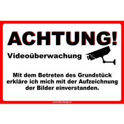 ACHTUNG! Videoüberwachung! Mit dem Betreten des...