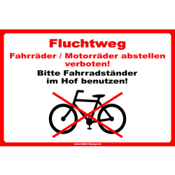 Fluchtweg Fahrräder Motorräder abstellen...